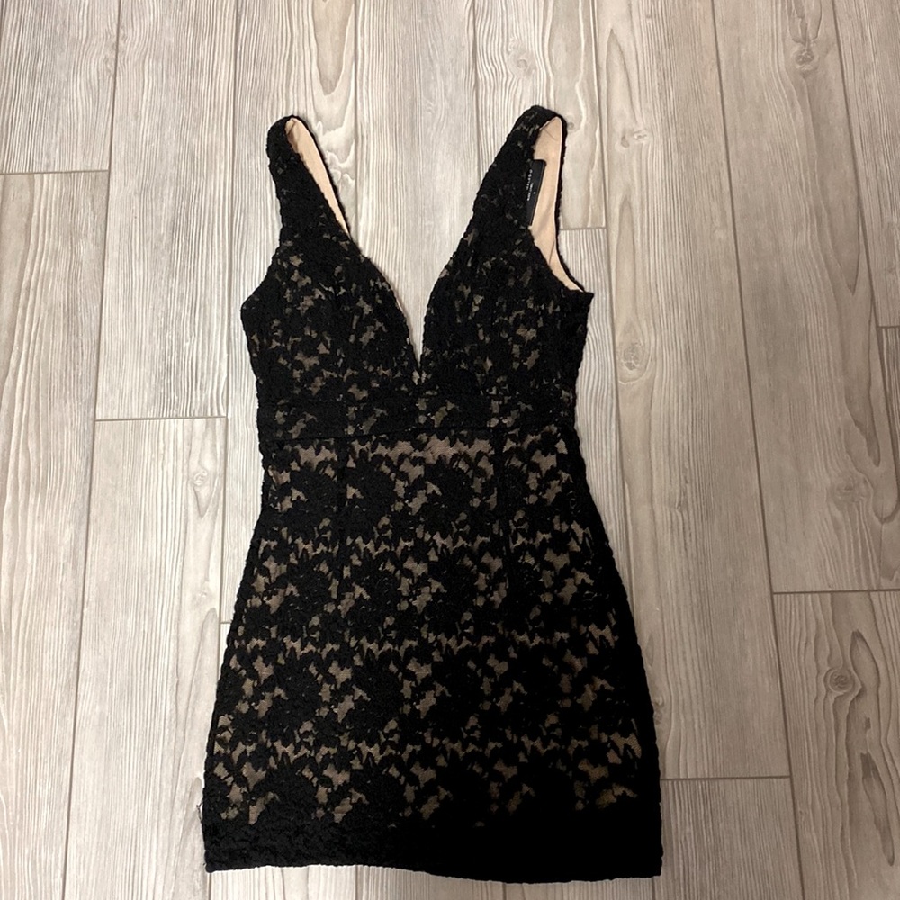 Black lace mini dress.